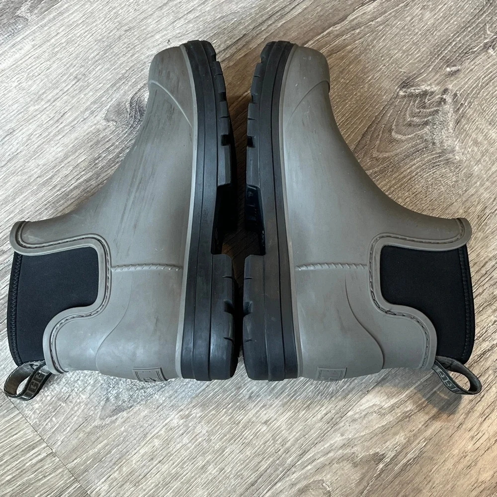 UGG Droplet Waterproof Grey Rubber Ankle Rain Boots with Wool Footbeds Womens 7